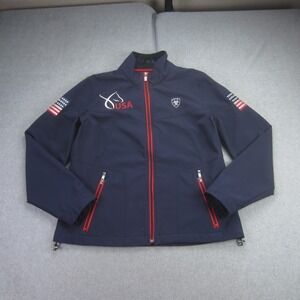 Ariat Navy Softshell Jacket with Red Accents and USA Embroidery